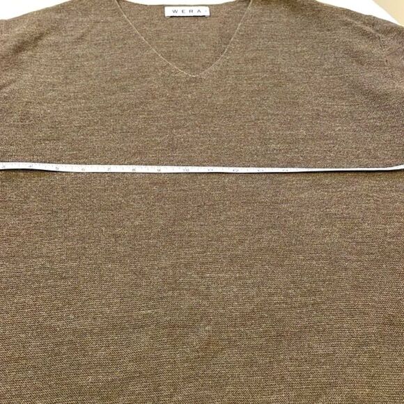 Wera Stockholm- Light Brown V Neck 3/4 Length Sleeve Soft Sweater- Size Small - Picture 5 of 7
